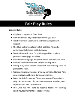 Fair Play Rules - Trolley Car Table Tennis Club