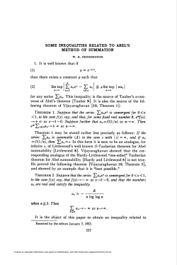 METHOD OF SUMMATION lim sup 22 a"Xn &mdash; 22 a" 557