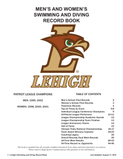men`s and women`s swimming and diving record book
