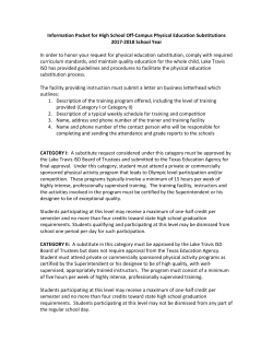 Information Packet for Off-Campus Physical Education substitutions