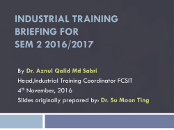 Industrial Training Briefing for Sem 2 2014/2015