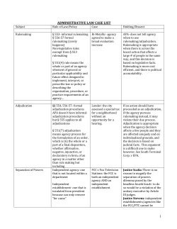 Administrative Law &ndash; Glicksman &ndash; Fall 2010