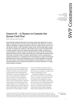 Geneva II &ndash; A Chance to Contain the Syrian Civil War
