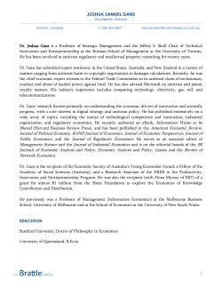 JOSHUA SAMUEL GANS Journal of Political Economy, RAND