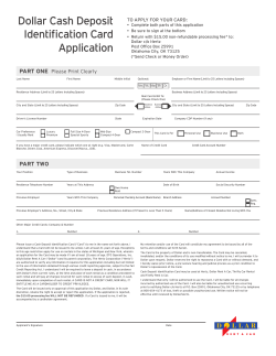 Dollar Cash Deposit Identification Card Application