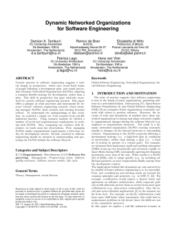 Dynamic Networked Organizations for Software Engineering