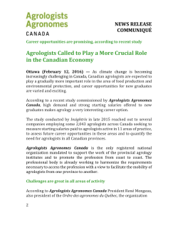 AAC News Release - Agrologists Called to Play a More Crucial Role
