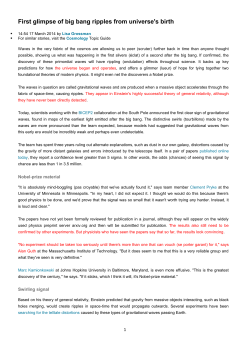 First glimpse of big bang ripples from universe`s birth 14:54 17