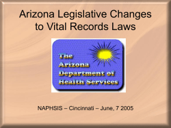 Arizona Legislative Changes to Vital Records Laws