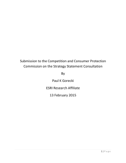 Submission to the Competition and Consumer Protection