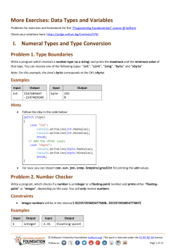 Exercises and Homework for the Programming