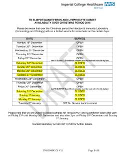TB ELISPOT AVAILABILITY OVER CHRISTMAS PERIOD