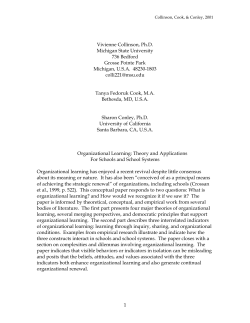 Organizational Learning: Theory and Applications