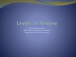 Levels of Review and Role of IRB - Office of Research Integrity