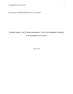 Interdependence X Autonomy Running head: INTERDEPENDENCE