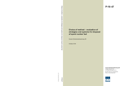 Choice of method &ndash; evaluation of strategies and systems for