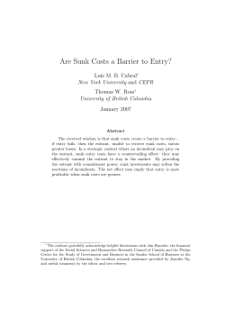 Are Sunk Costs a Barrier to Entry?