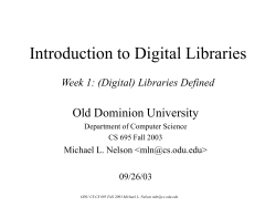 Introduction to Digital Libraries Week 1