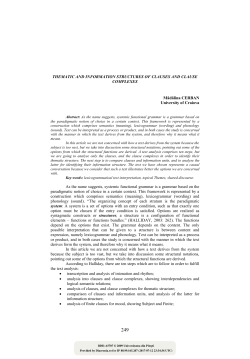 Thematic and Information Structures of Clauses and
