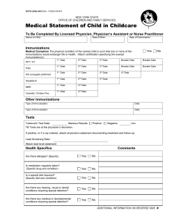 OCFS-LDSS-4433 Medical Statement of Child in Day Care