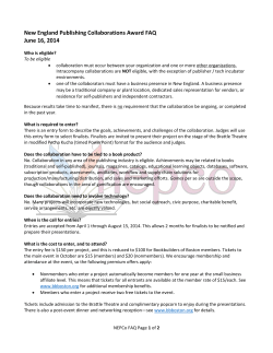New England Publishing Collaborations Award FAQ June 16, 2014
