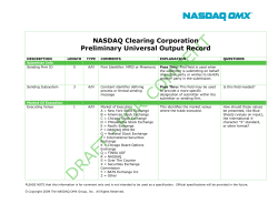 NASDAQ Clearing Corporation Preliminary Universal Output Record