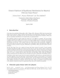 Generic Finiteness of Equilibrium Distributions for Bimatrix Outcome