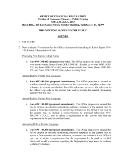Agenda - Florida Office of Financial Regulation