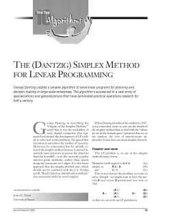 THE (DANTZIG) SIMPLEX METHOD FOR LINEAR PROGRAMMING