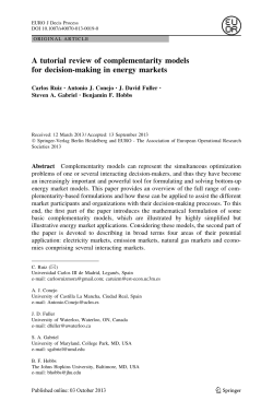 A tutorial review of complementarity models for decision