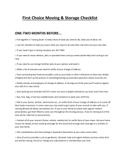 moving checklist - First Choice Moving and Storage