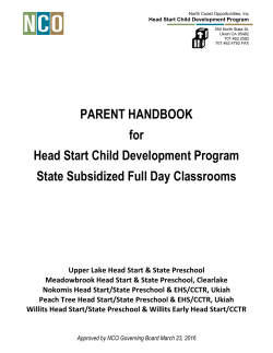 PARENT HANDBOOK for Head Start Child Development Program
