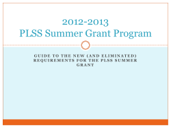 2012-2013 PLSS Summer Grant Program