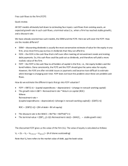 Free cash flows to the firm (FCFF) Quick review: All DCF models