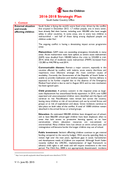 South Sudan Country Strategic Plan 2016