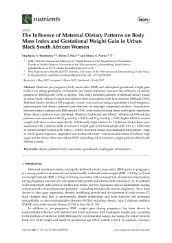 The Influence of Maternal Dietary Patterns on Body Mass