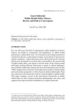 Guest Editorial: Public Health Ethics Theory: Review and Path to