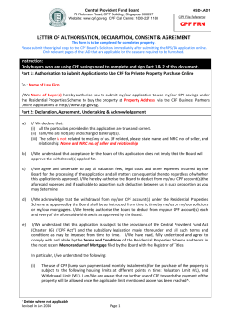 Authorisation for Submission of Application to Use CPF for Property