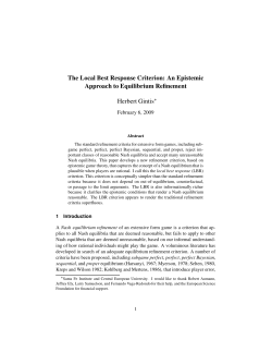 The Local Best Response Criterion: An Epistemic Approach to