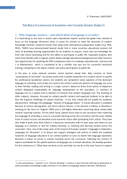 The Role of Languages in Learning and