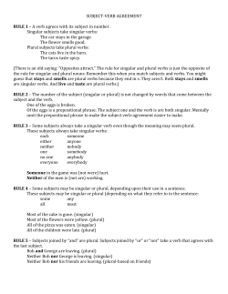 SUBJECT-VERB AGREEMENT RULE 1 &ndash; A verb agrees with its