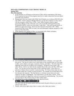 MUS:4251 COMPOSITION: ELECTRONIC MEDIA II Spring 2016