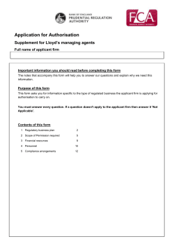 Supplement for Lloyd`s Managing Agents