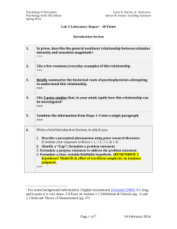 Psychology of Perception Lewis O. Harvey, Jr.&ndash;Instructor