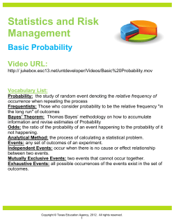 Statistics and Risk Management Basic Probability Video URL