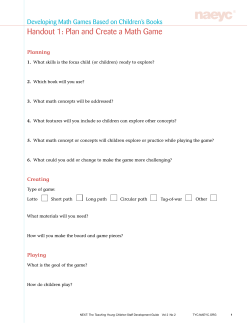 Handout 1: Plan and Create a Math Game