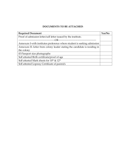 DOCUMENTS TO BE ATTACHED: Required Document Yes/No