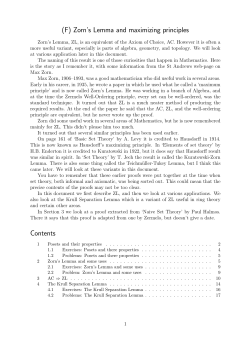 (F) Zorn`s Lemma and maximizing principles Contents