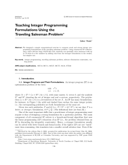 Teaching Integer Programming Formulations Using the Traveling