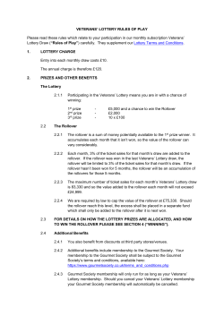 VETERANS` LOTTERY RULES OF PLAY Please read these rules